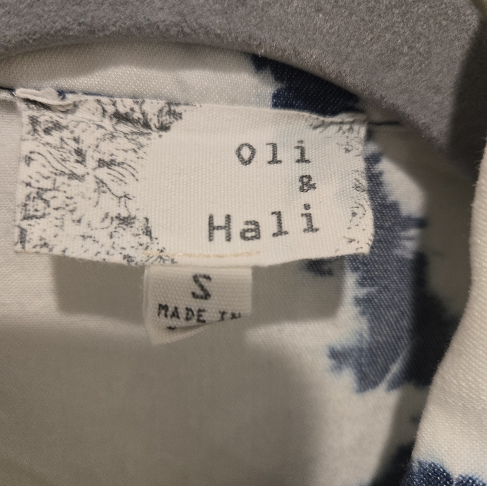 New Oli & Hali Tencel White Denim Shacket with Navy Tie-Dye Stripe - Picture 6 of 6